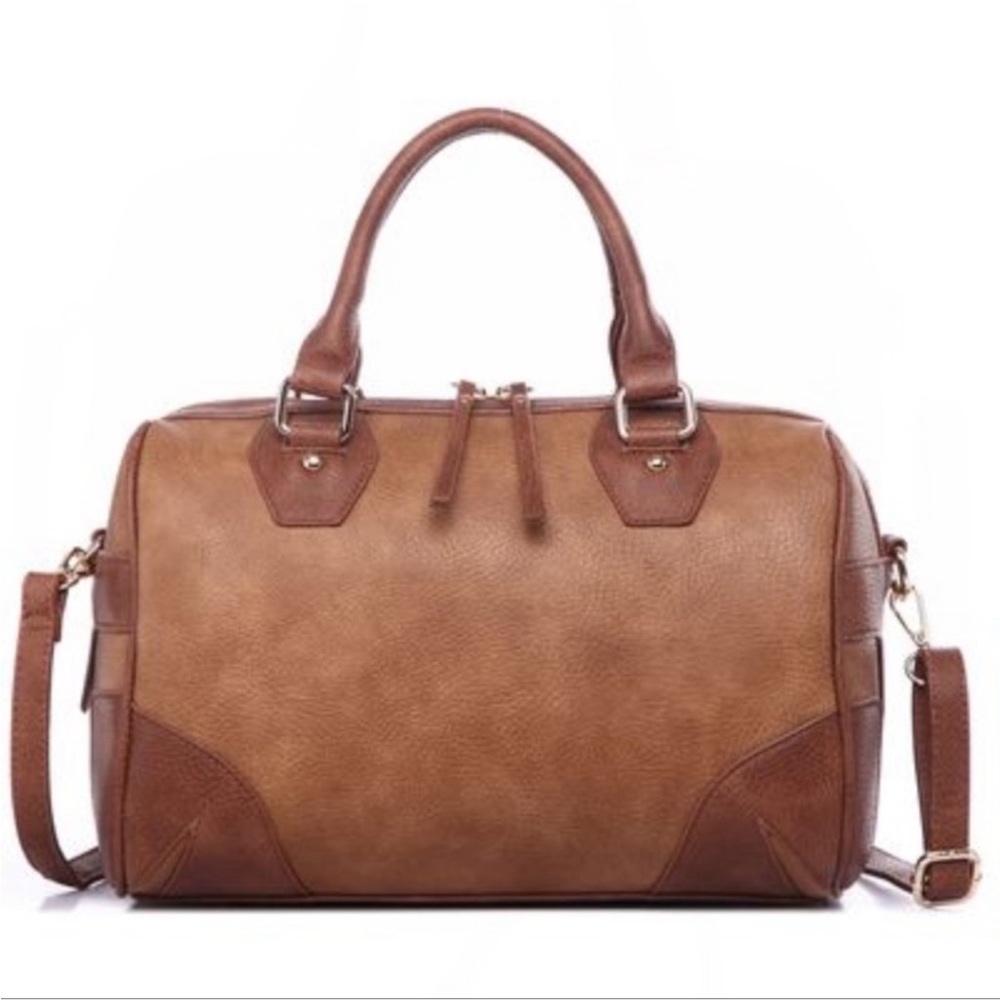 NWT vegan leather bag brown satchel - Picture 2 of 3
